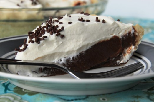 Chocolate Pudding Pie with Baileys Whipped Cream {{Baking Bytes}}