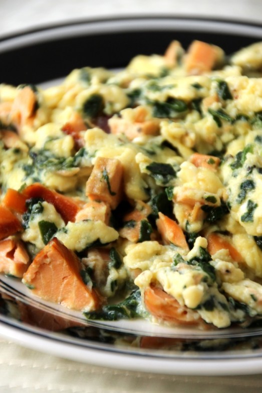 Smoked Salmon & Spinach Scrambled Eggs {{Baking Bytes}}