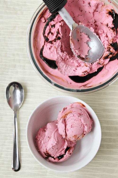 Blackberry Chèvre Ice Cream with Chocolate Balsamic Swirl {{Baking Bytes}}