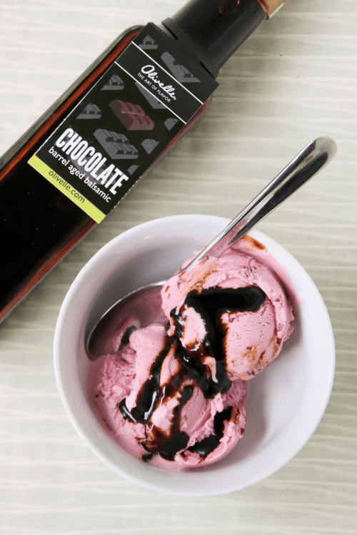 Blackberry Chèvre Ice Cream with Chocolate Balsamic Swirl {{Baking Bytes}}