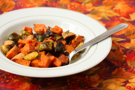 Roasted Spicy Maple Veggies {{Baking Bytes}}