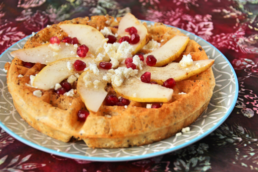 Pear &amp; Pomegranate Protein Waffle {{Baking Bytes}}